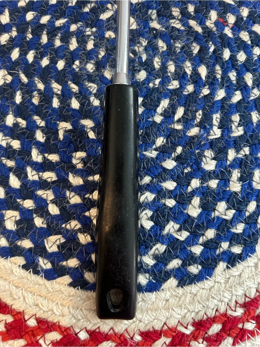 Vintage EKCO Slotted Metal Spoon Strainer Utensil Black Handle in Mint Condition